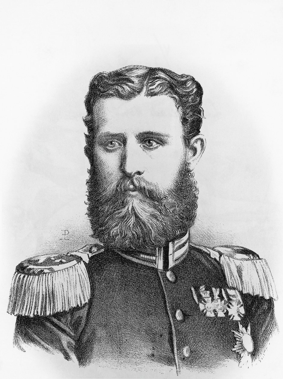 Ritratto del Principe Leopoldo di Hohenzollern-Sigmaringen (1835-1905), candidato prussiano al trono di Spagna, incisione da John Ward Dunsmore