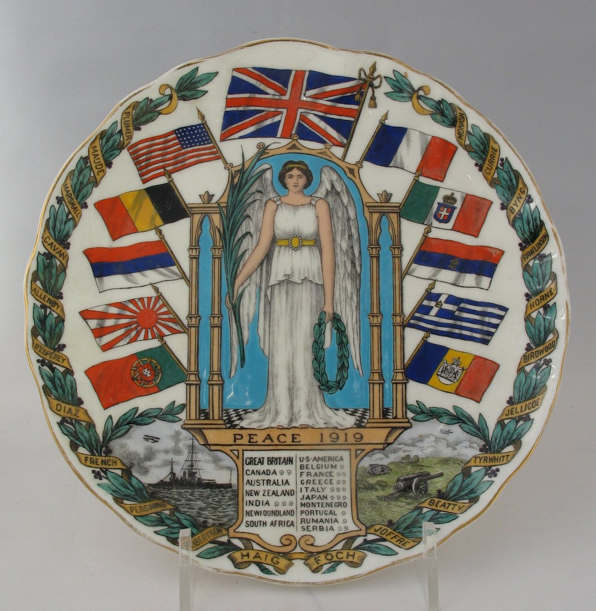 Piatto della Vittoria Pace 1919 da W. H. Goss