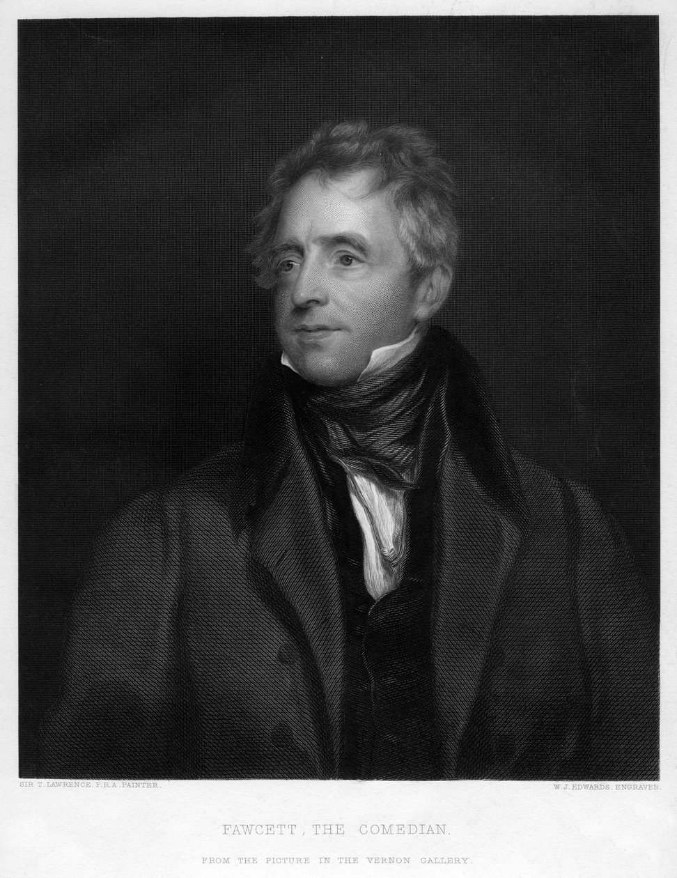 Fawcett, il Comico, 1828 19° secolo da W. J. Edwards