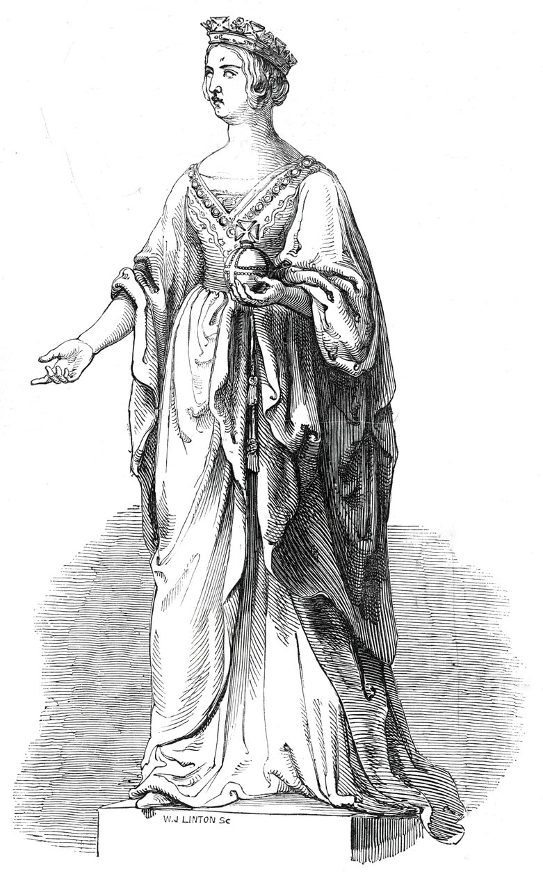 Statua di marmo di Sua Maestà nella Royal Exchange da W. J. Linton