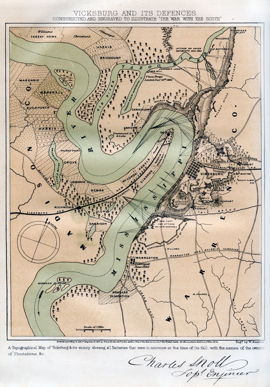 Vicksburg, Mississippi, e le sue difese da W Kemble