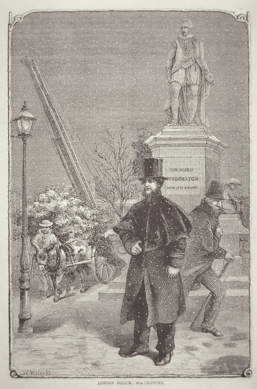 Poliziotto di Londra degli anni 1850 (incisione) da W. R. (after) Woods