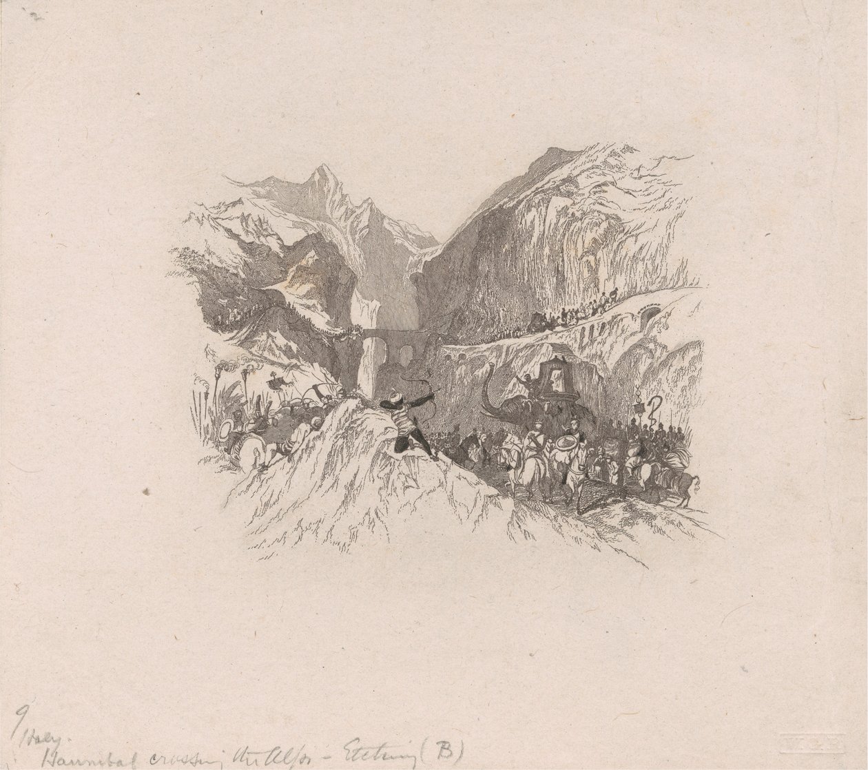 Annibale che attraversa le Alpi (vignetta) da W. R. Smith