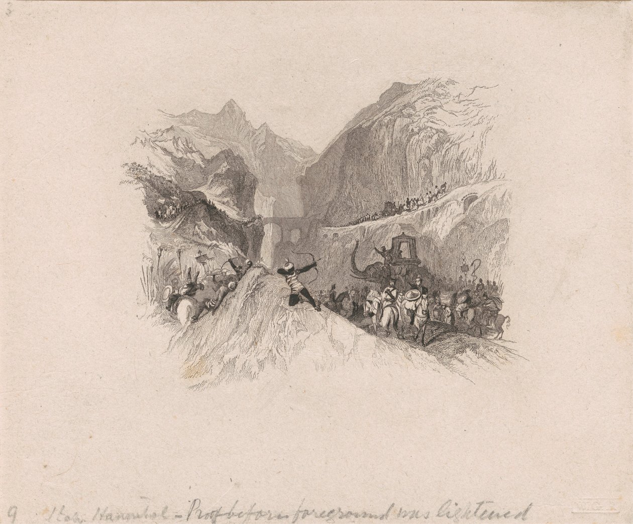 Annibale che attraversa le Alpi (vignetta) da W. R. Smith