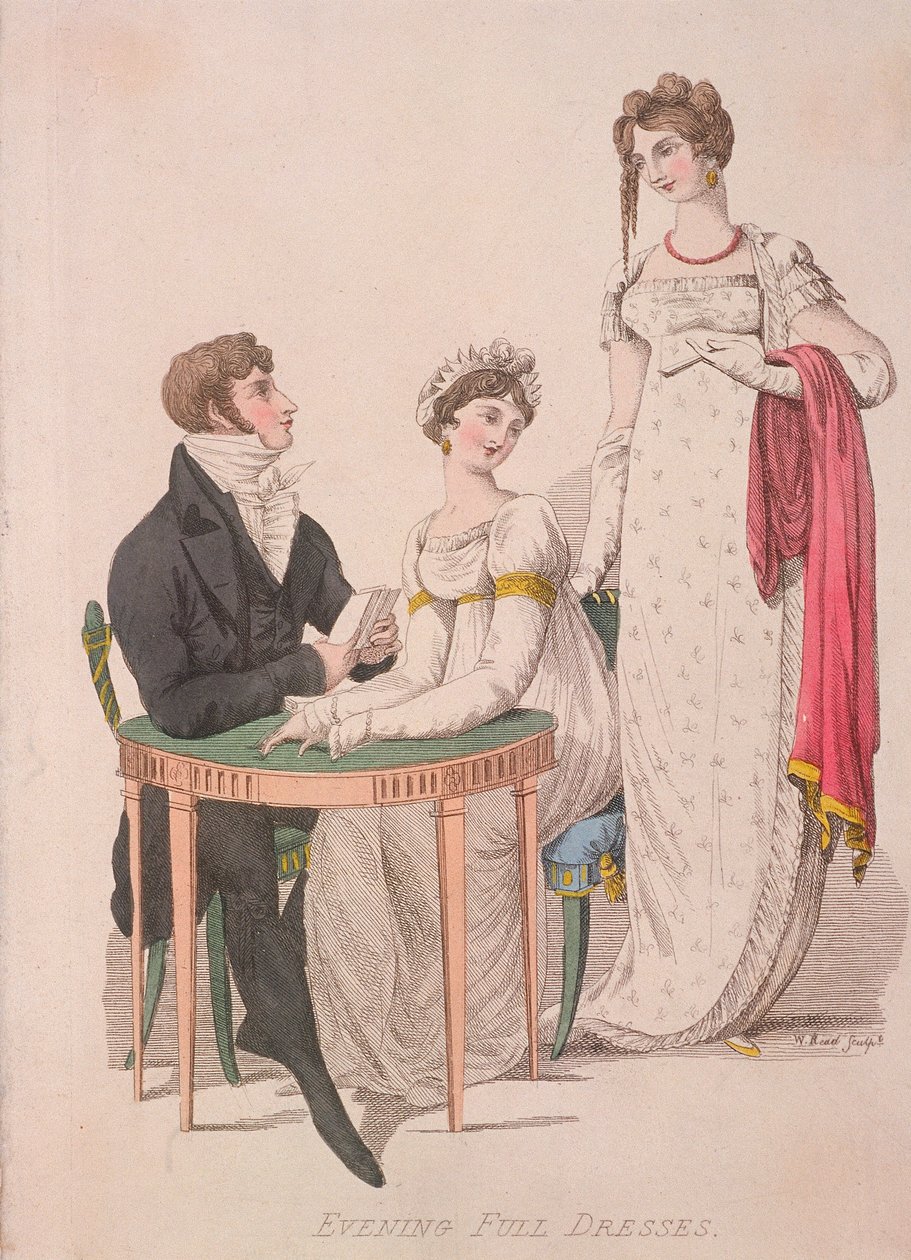 Due donne e un uomo in abito da sera completo, c1810 da W Read