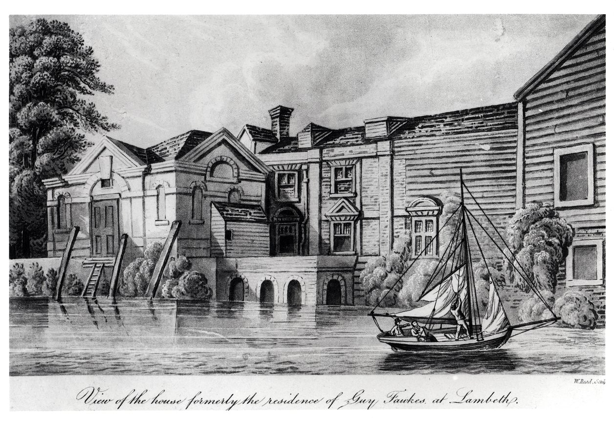 Veduta della casa che fu la residenza di Guy Fawkes a Lambeth, c.1850 da W. Read