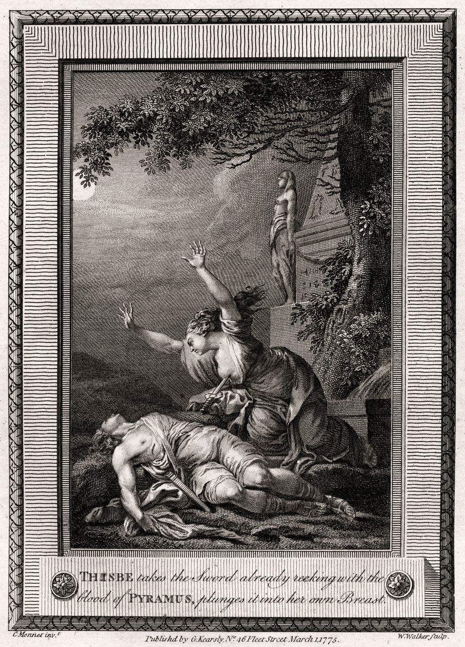 Thisbe prende la spada già intrisa del sangue di Pyramus e la immerge..., 1775 da W. Walker