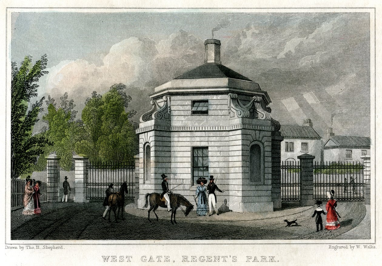 West Gate, Regents Park, Londra, XIX secolo da W. Wallis