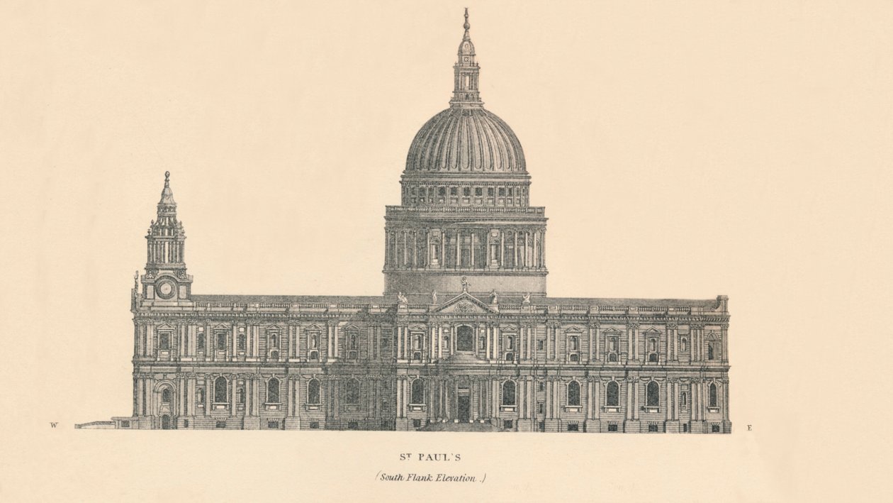 San Paolo - elevazione del fianco sud, 1889 da W and AK Johnston