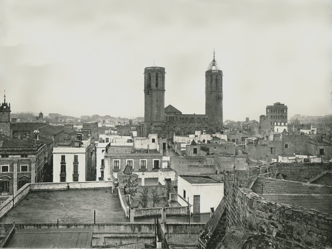 Parte della città vecchia con cattedrale, Barcellona, Spagna da W and S Ltd