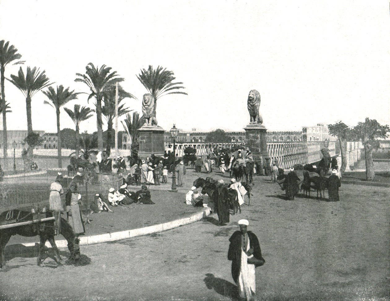 Il ponte Kasr-el-nil, Il Cairo, Egitto, 1895 da W and S Ltd