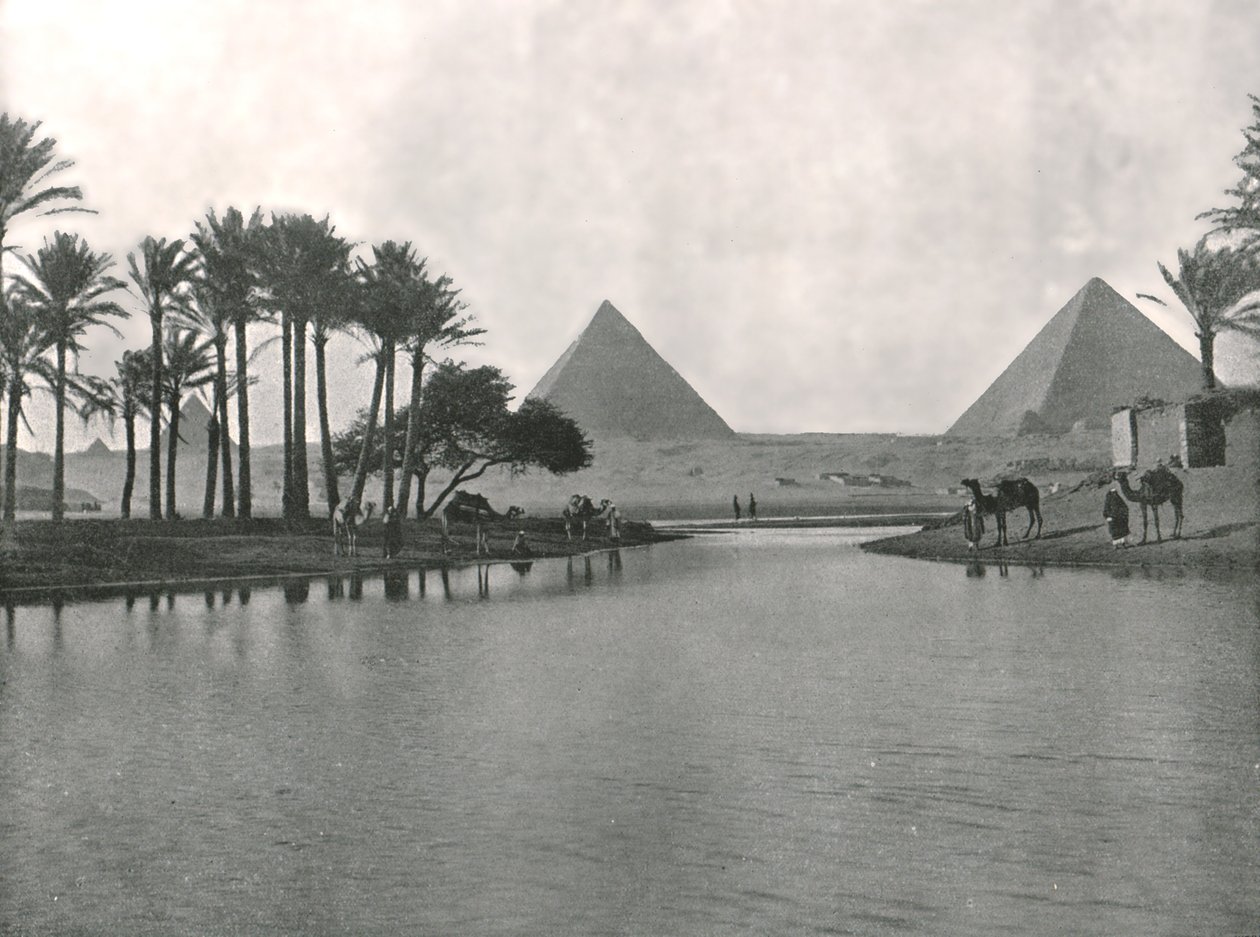 Le piramidi e il Nilo, Giza, Egitto, 1895 da W and S Ltd