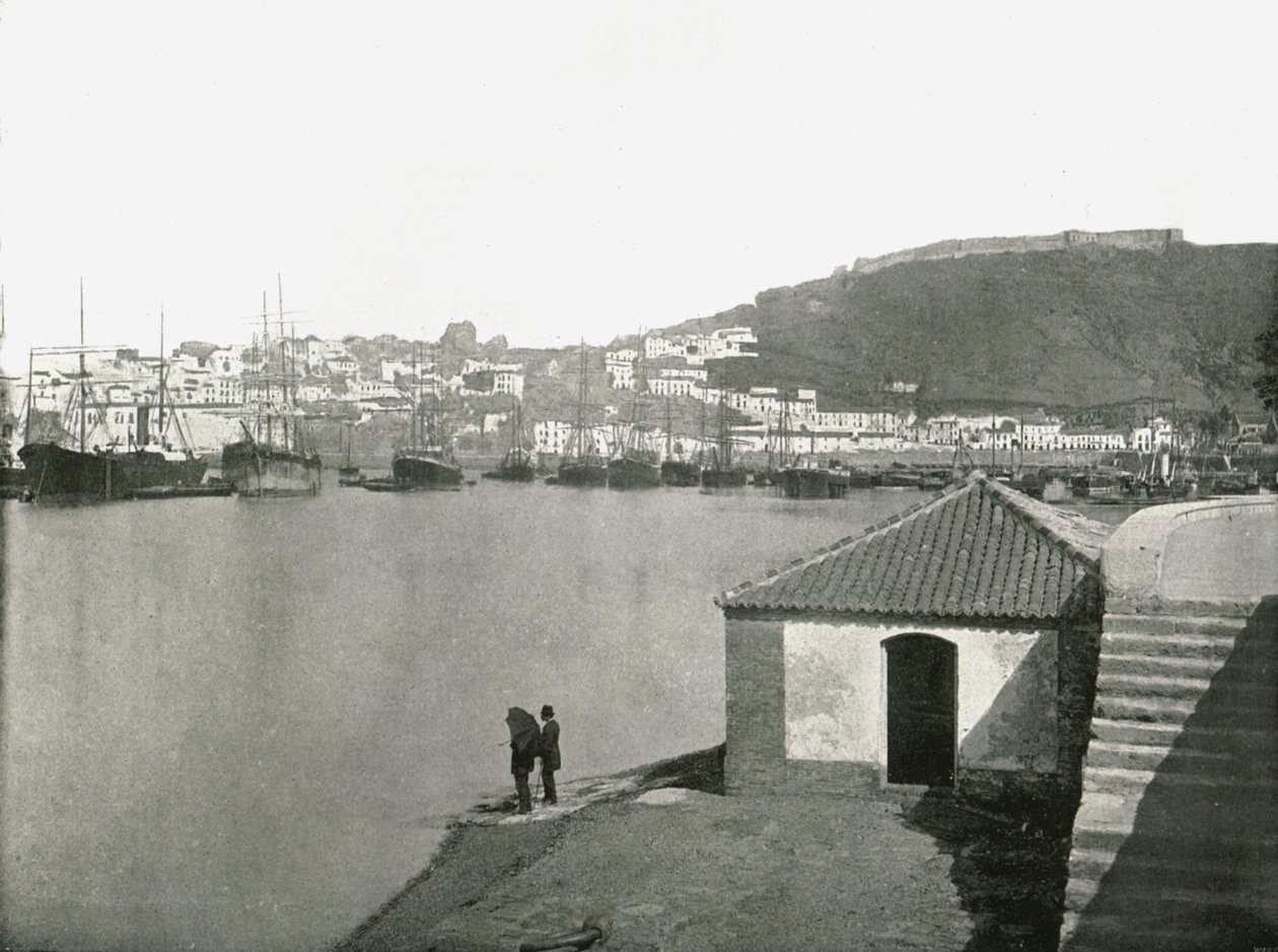 La città e il porto di Malaga, Spagna, 1895 da W and S Ltd
