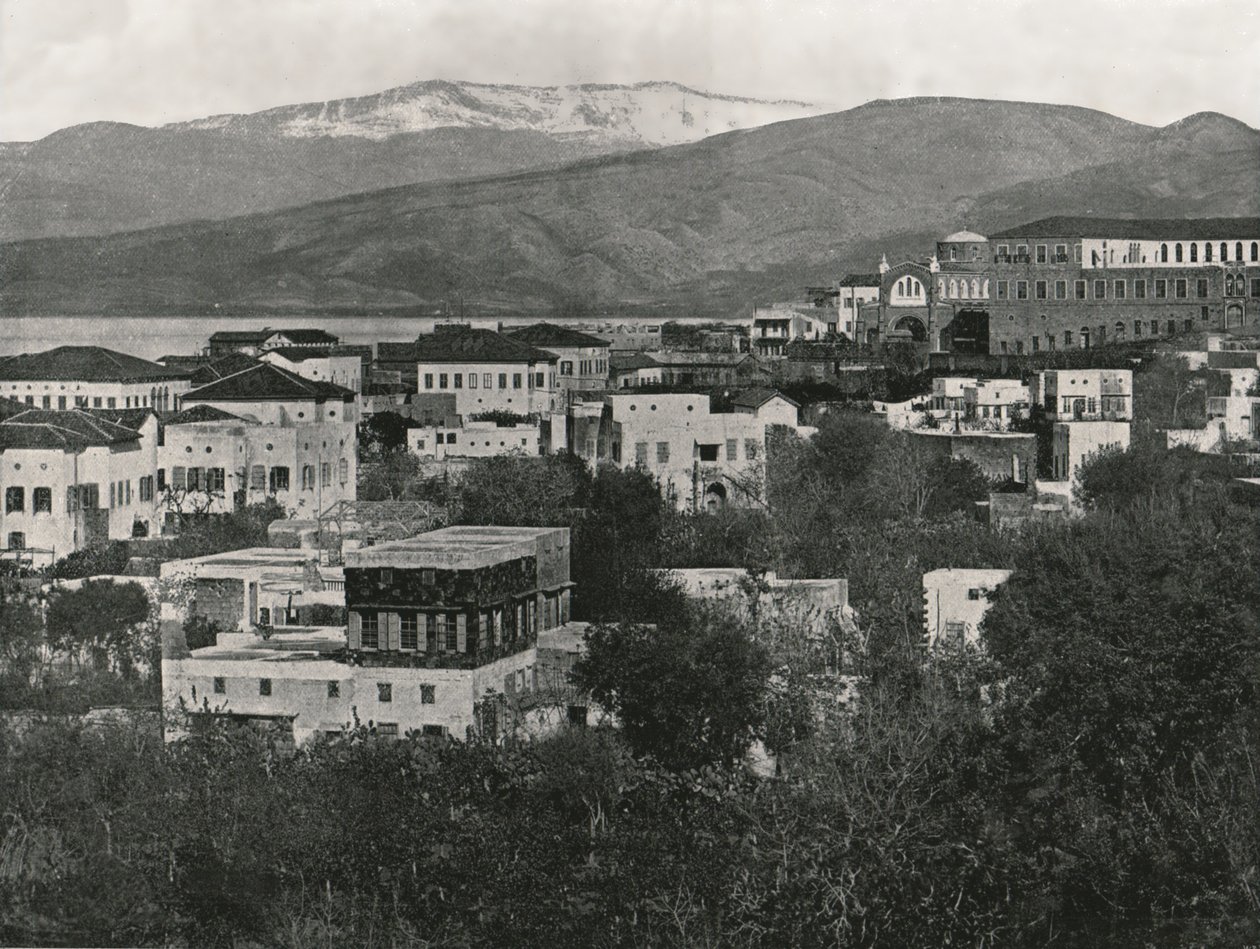 Veduta della città con il Monte Libano, Beirut, 1895 da W and S Ltd