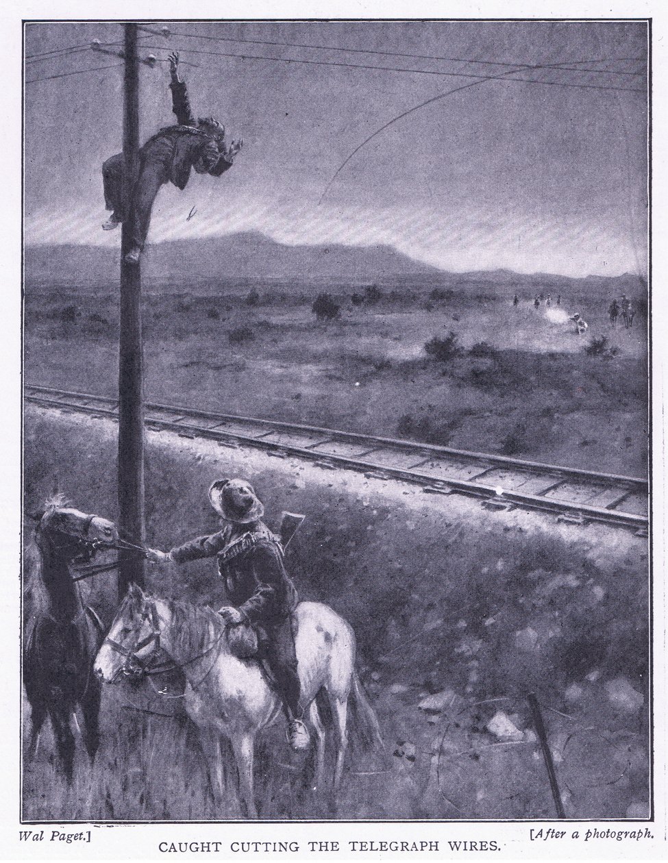 Catturato mentre tagliava i fili, illustrazione da After Pretoria: The Guerilla War, 1902 da Wal Paget