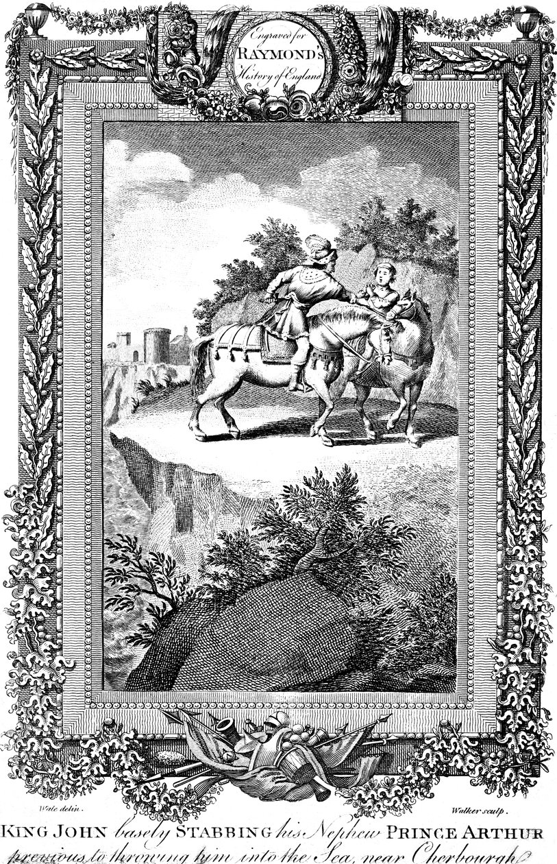 Re Giovanni 1167-1216 che pugnala suo nipote il principe Arturo, XIX secolo da Walker