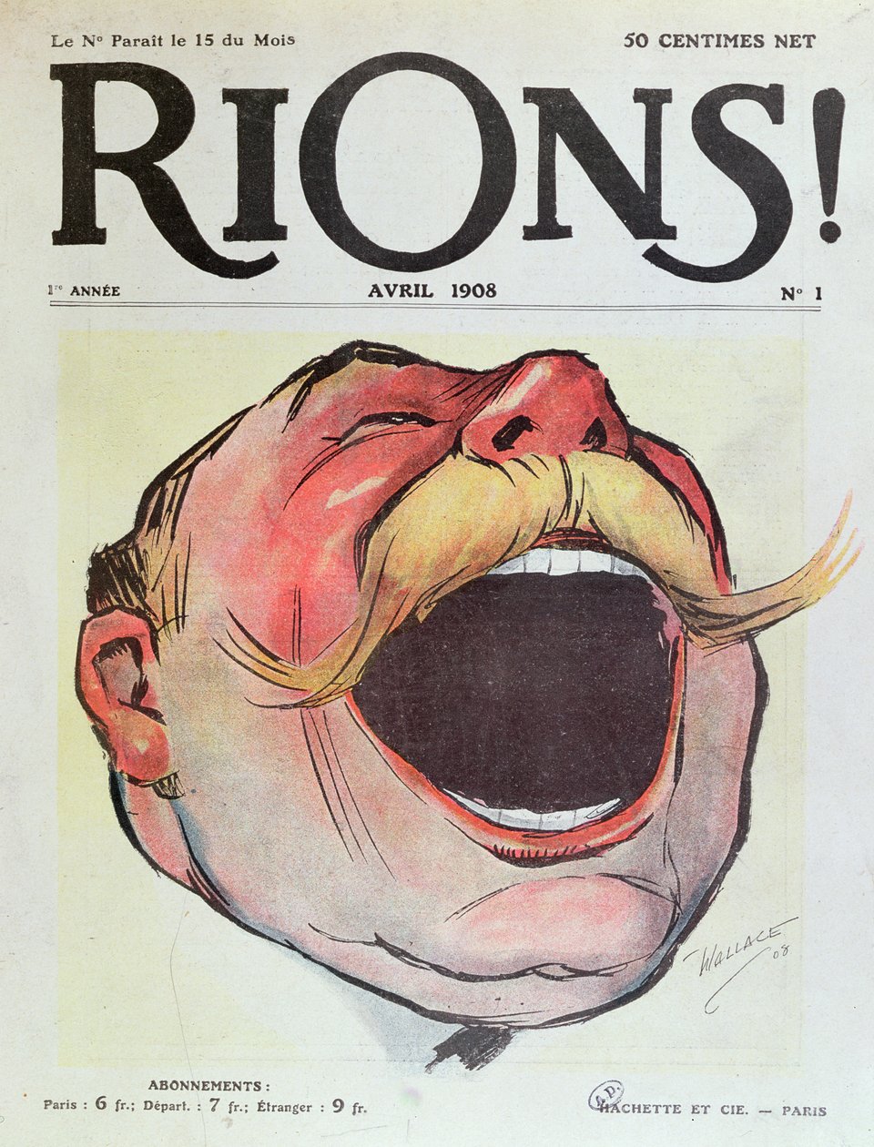 Ridiamo, copertina della rivista Rions, 1908 da Wallace