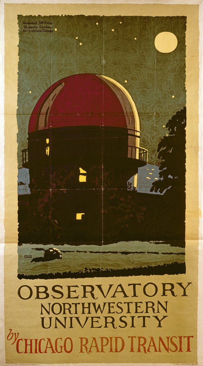Osservatorio della Northwestern University, poster per la Chicago Rapid Transit Company, USA, 1925 da Wallace Swanson