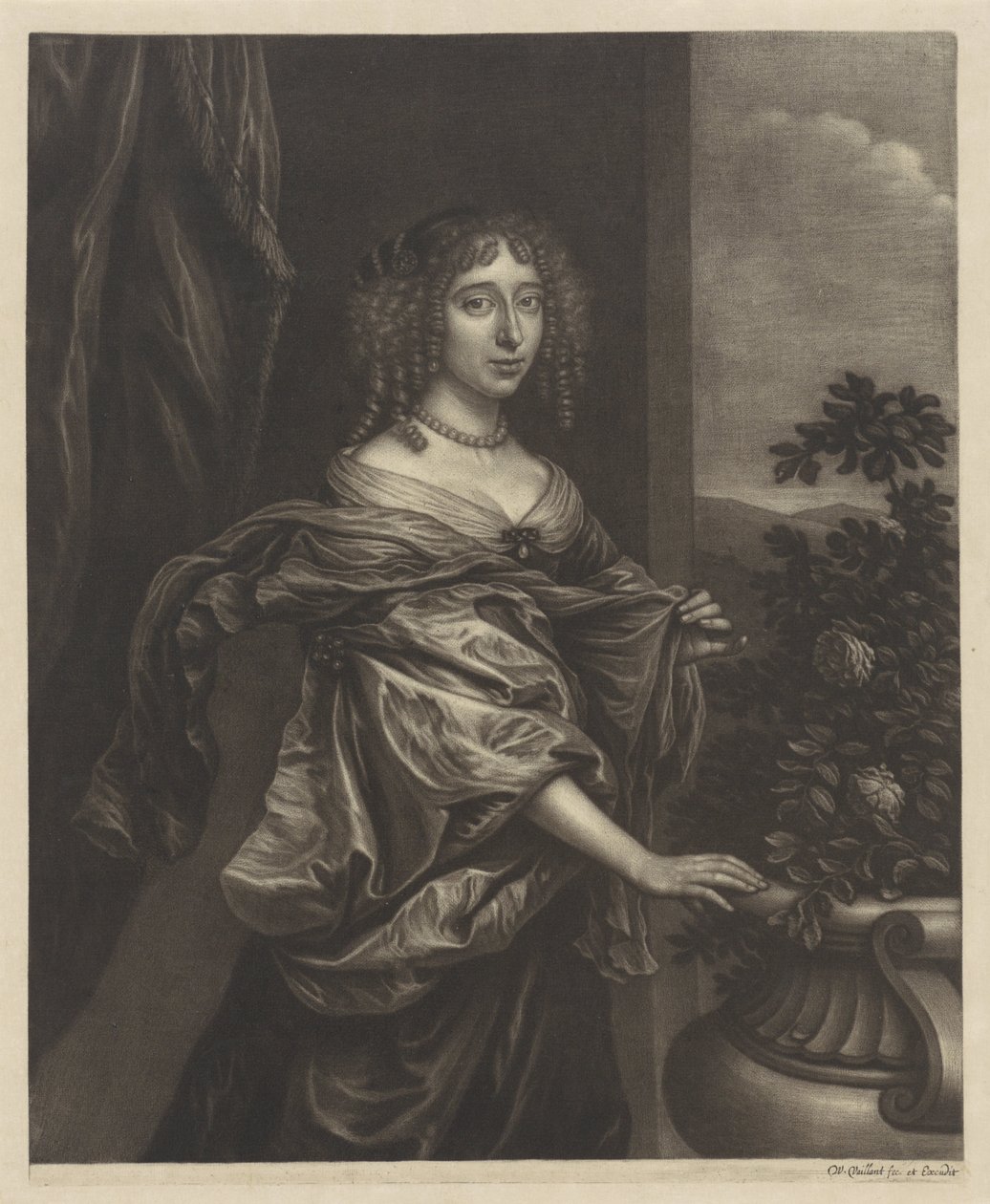 Ritratto di una donna accanto a un cespuglio di rose da Wallerant Vaillant