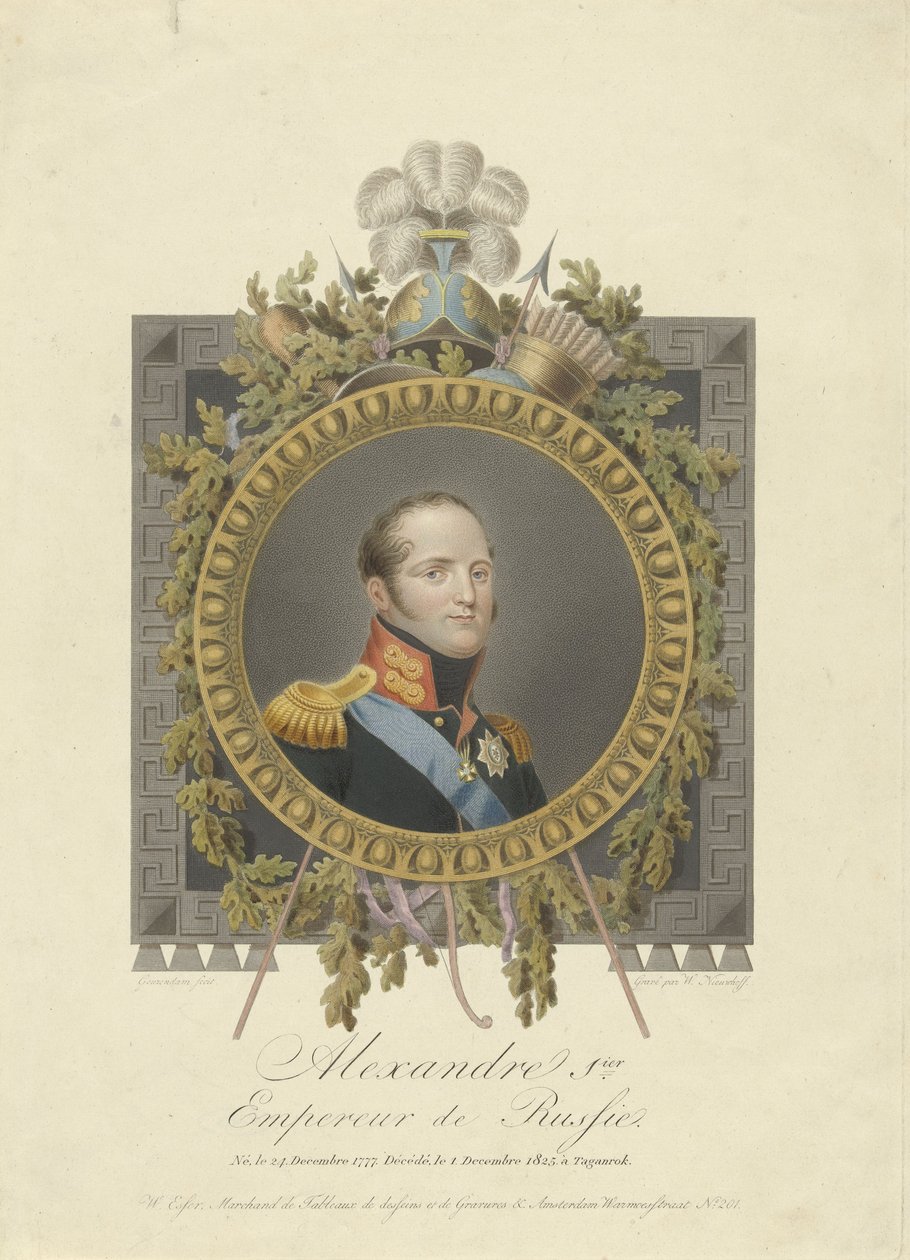 Ritratto dello Zar Alessandro I di Russia da Walraad Nieuwhoff