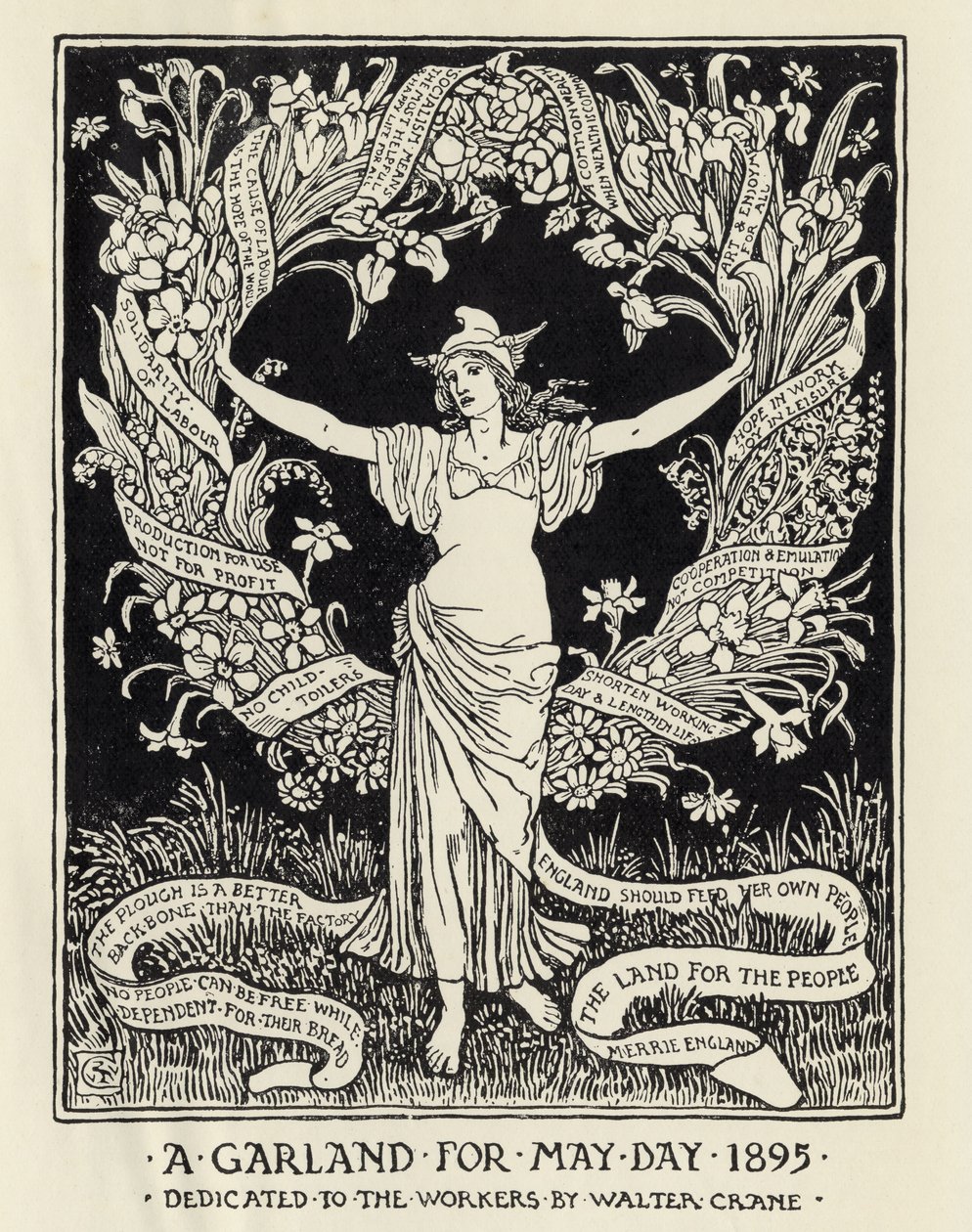 Una ghirlanda per il Primo Maggio, 1895 da Walter Crane
