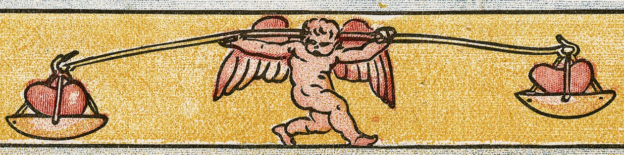 Eros che bilancia due cuori, 1884 da Walter Crane