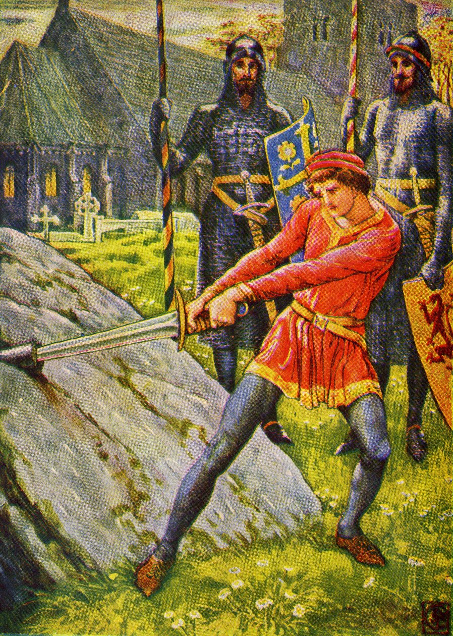 Re Artù estrae la spada dalla roccia da Walter Crane