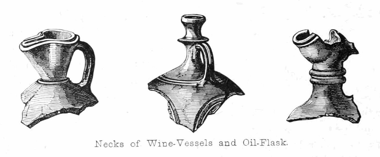 Colli di vasi da vino e fiasche d