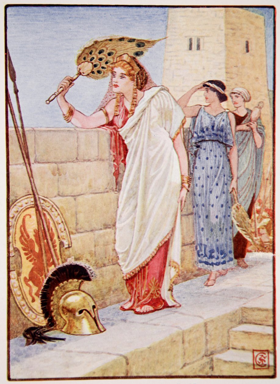 Spesso si fermava sulle mura di Troia, illustrazione da 