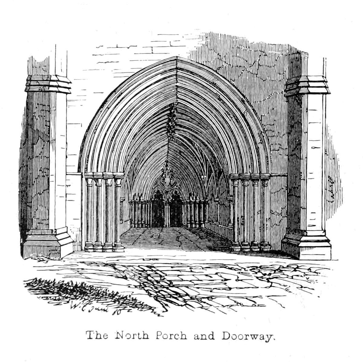 Il Portico Nord e il Portale della Chiesa Priorale da Walter Crane