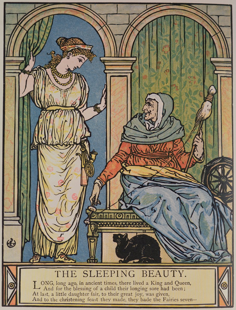 La principessa e la vecchia con il fuso, illustrazione per 