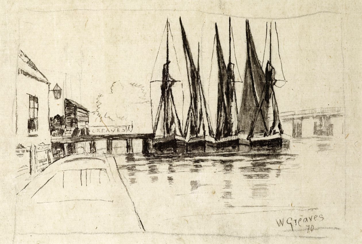 Cantiere di Greaves, Lindsay Wharf, Chelsea, 1870 da Walter Greaves