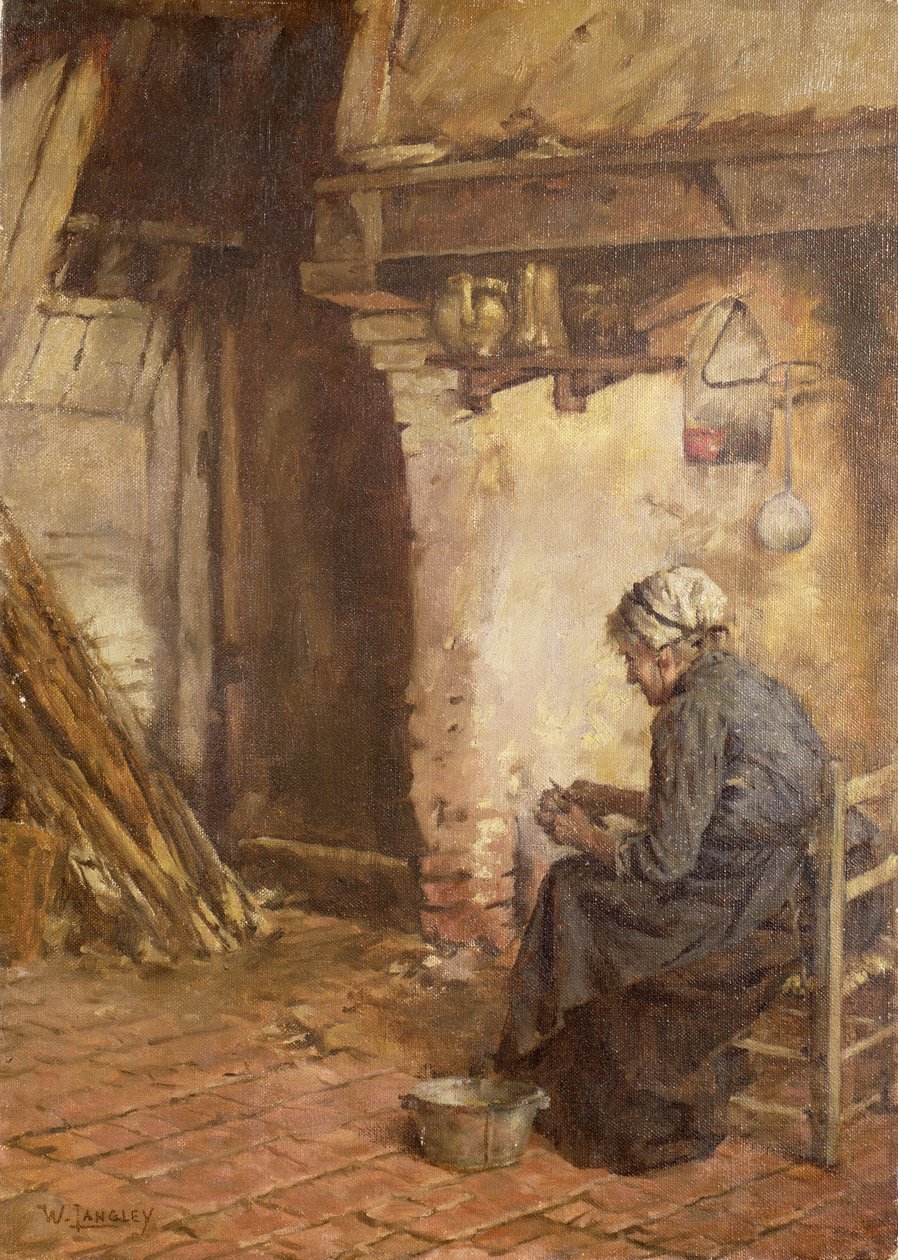 Vecchia donna che sbuccia patate da Walter Langley