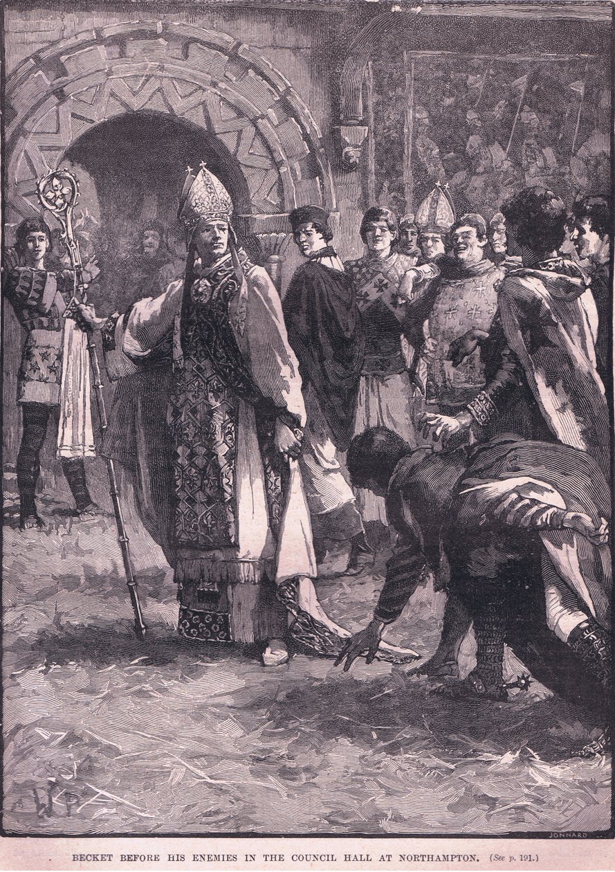 Becket davanti ai suoi nemici nella sala del consiglio a Northampton, AD 1164 da Walter Paget
