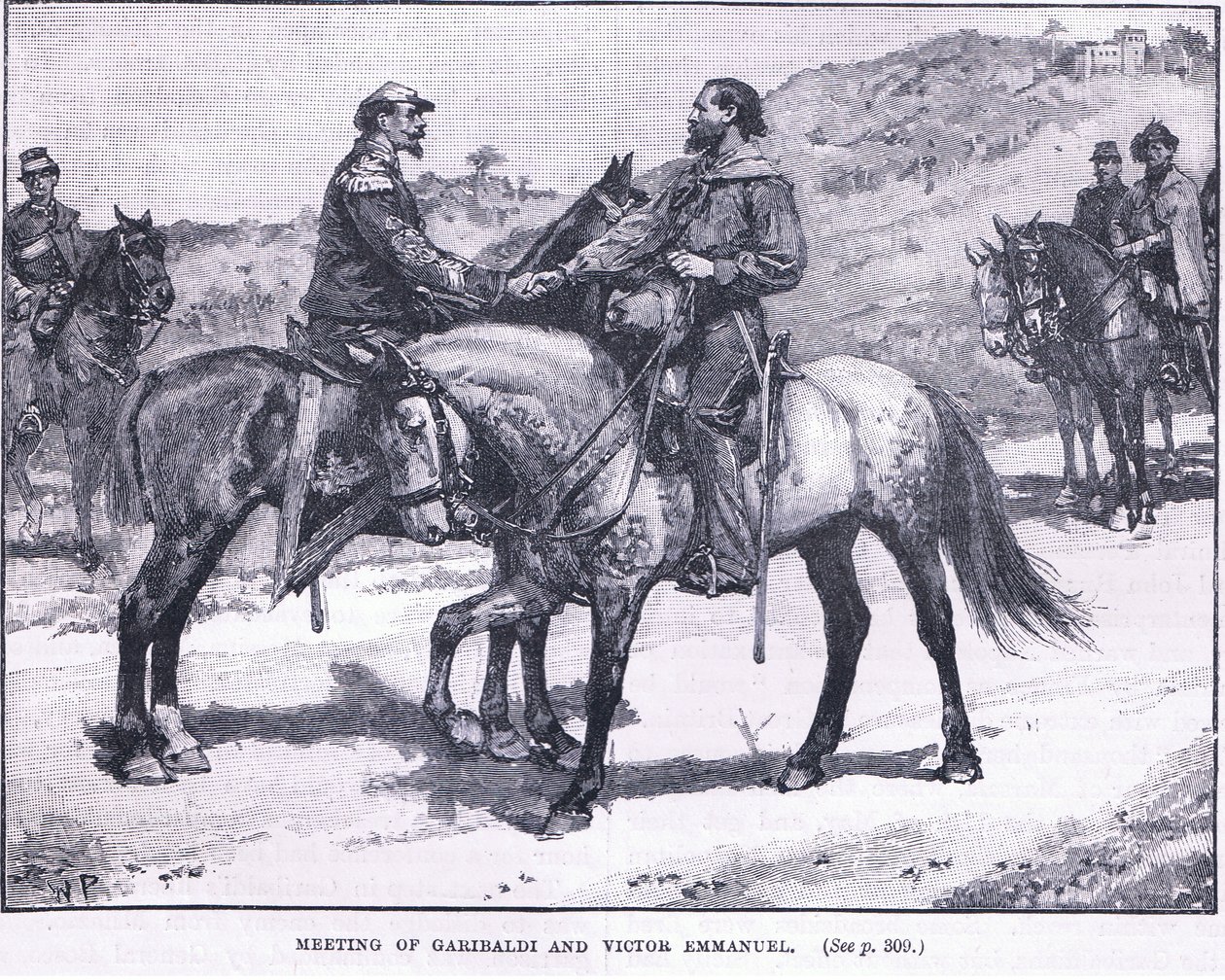 Incontro di Garibaldi e Vittorio Emanuele 1860 AD da Walter Paget