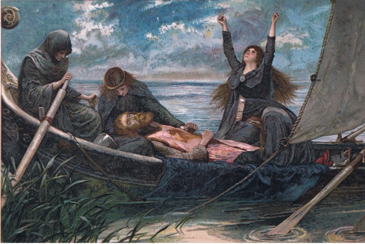 La morte di Artù, illustrazione da Tennyson Pictures pubblicato da E P Dutton & Co, c.1900 da Walter Paget