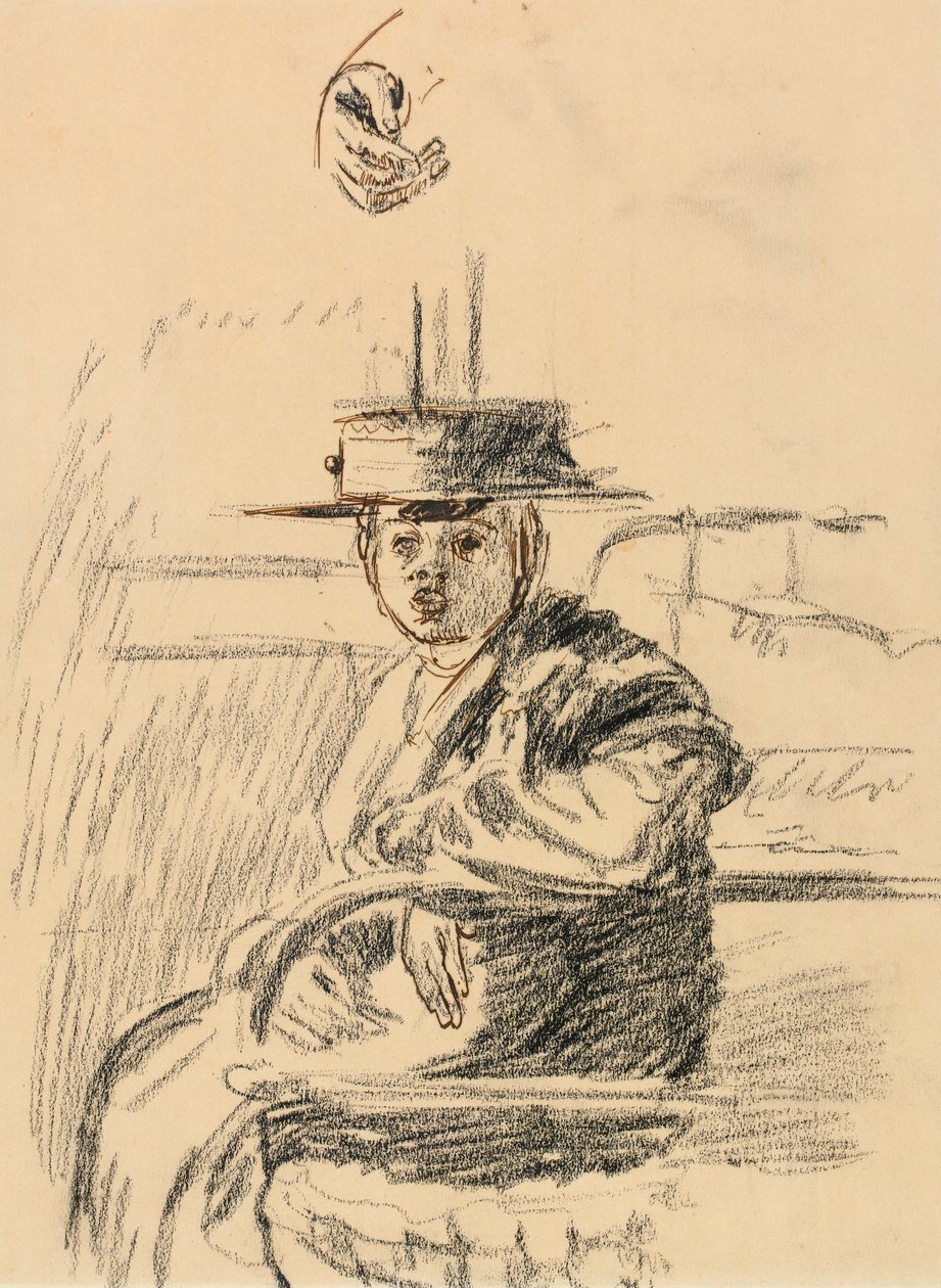 Donna seduta con cappello di paglia da Walter Richard Sickert