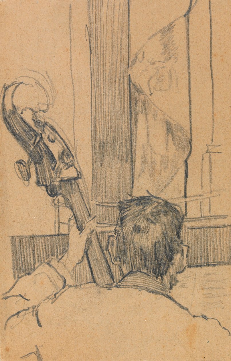 Studio di un uomo che tiene un contrabbasso da Walter Richard Sickert