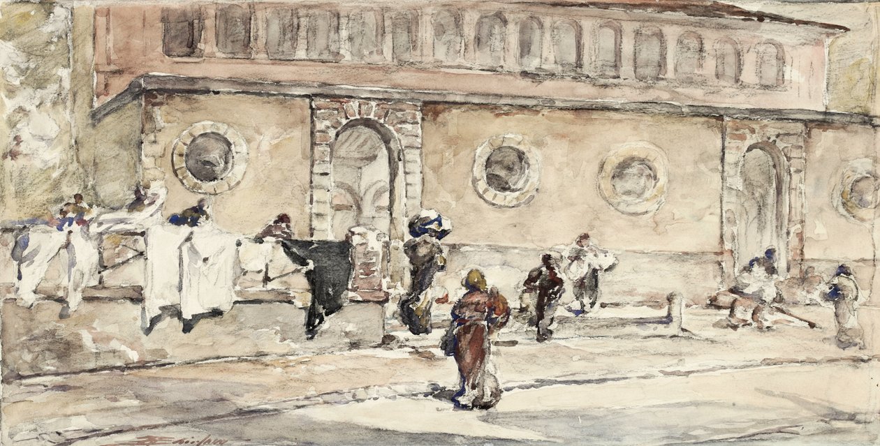 Figure davanti a un edificio spagnolo da Walter Shirlaw