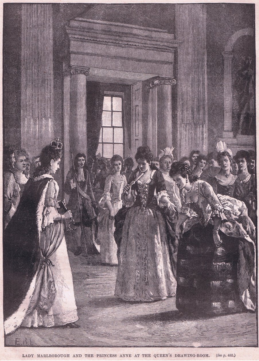 Lady Marlborough e la Principessa Anna alla sala del trono della regina, 1692 da Walter Stanley Paget