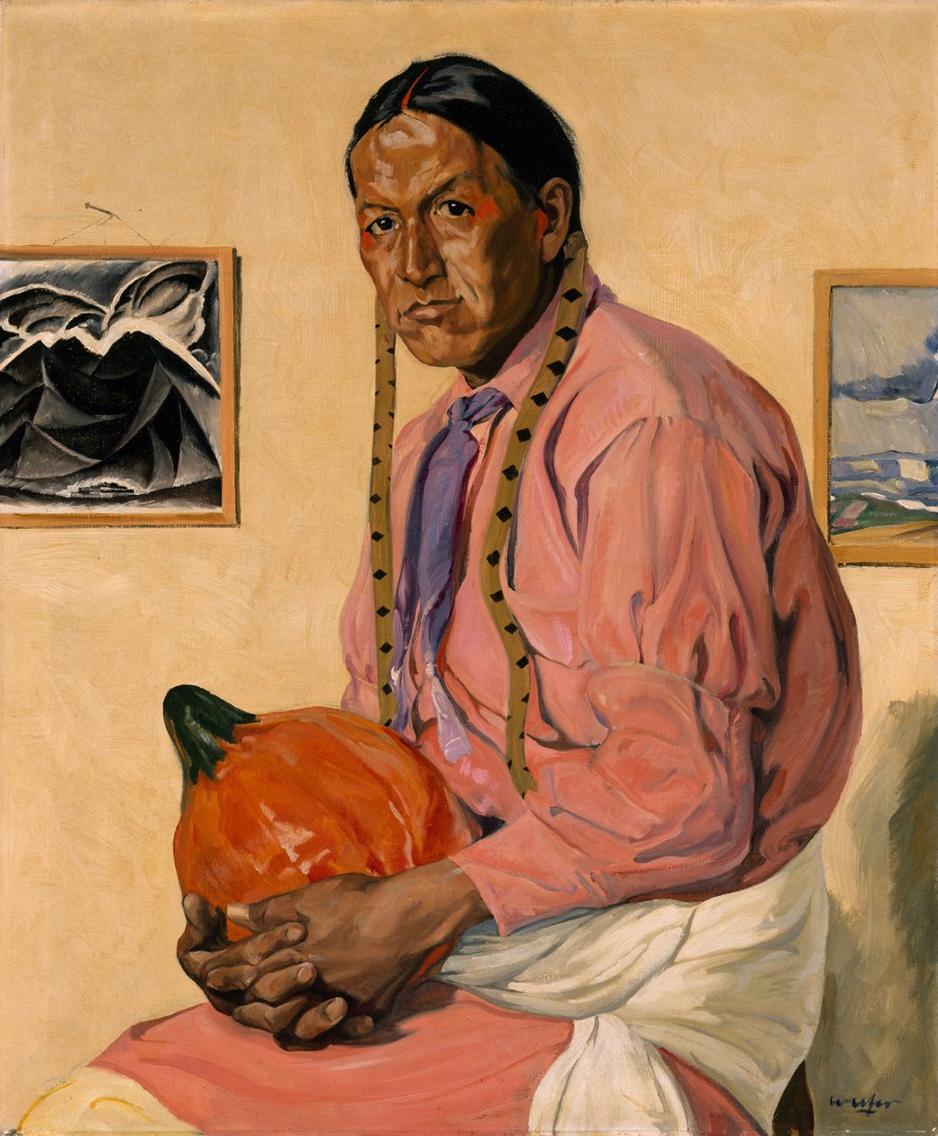 Ritratto di un uomo con una zucca, c.1914-29 da Walter Ufer