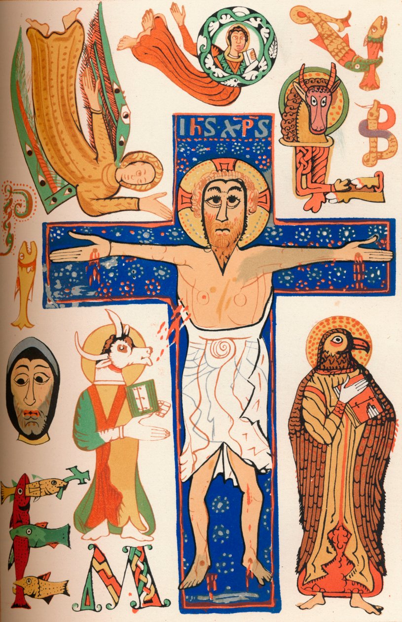Crocifissione con lettere decorate, c. 790 d.C., 1849 da Walter