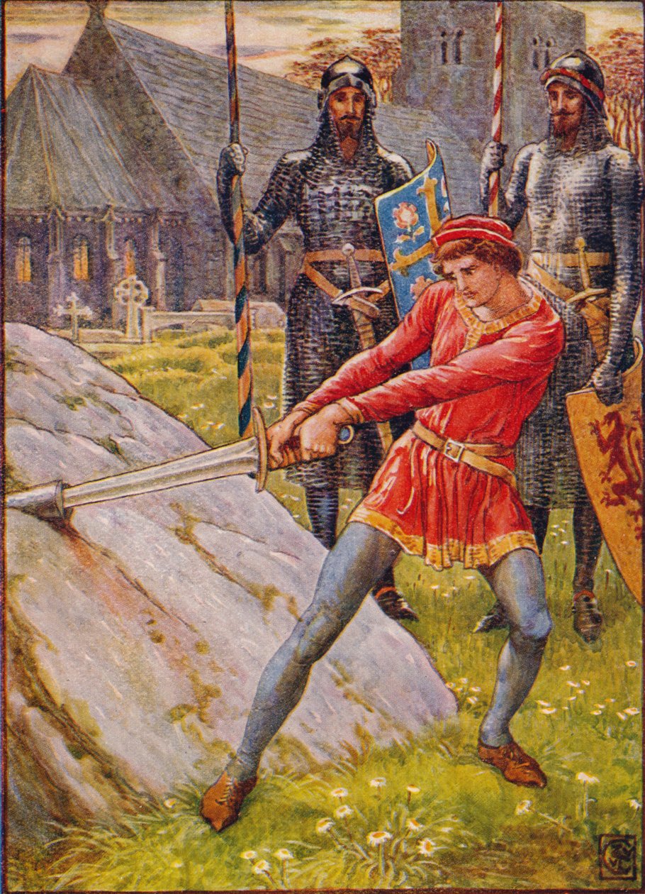 Artù estrae la spada dalla roccia, 1911 da Walter Crane