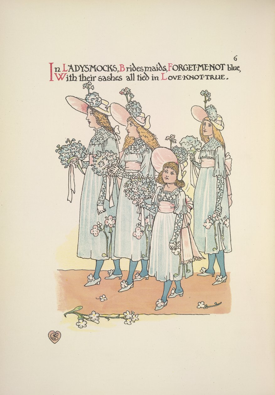 Damigelle in abiti blu non ti scordar di me da Walter Crane