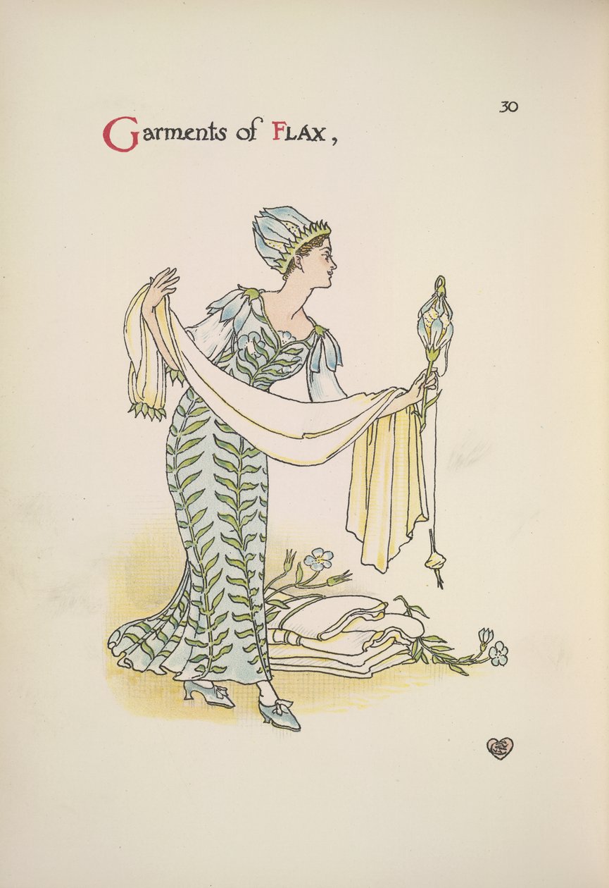 Indumenti di lino. Una donna che tiene uno scialle da Walter Crane