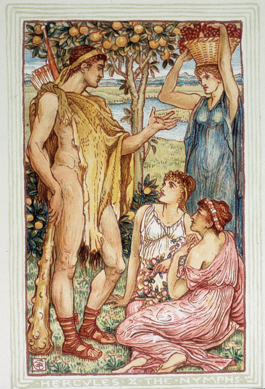 Ercole (Eracle) e le ninfe - in "A wonder book for girls and boys" di Walter Crane da Walter Crane