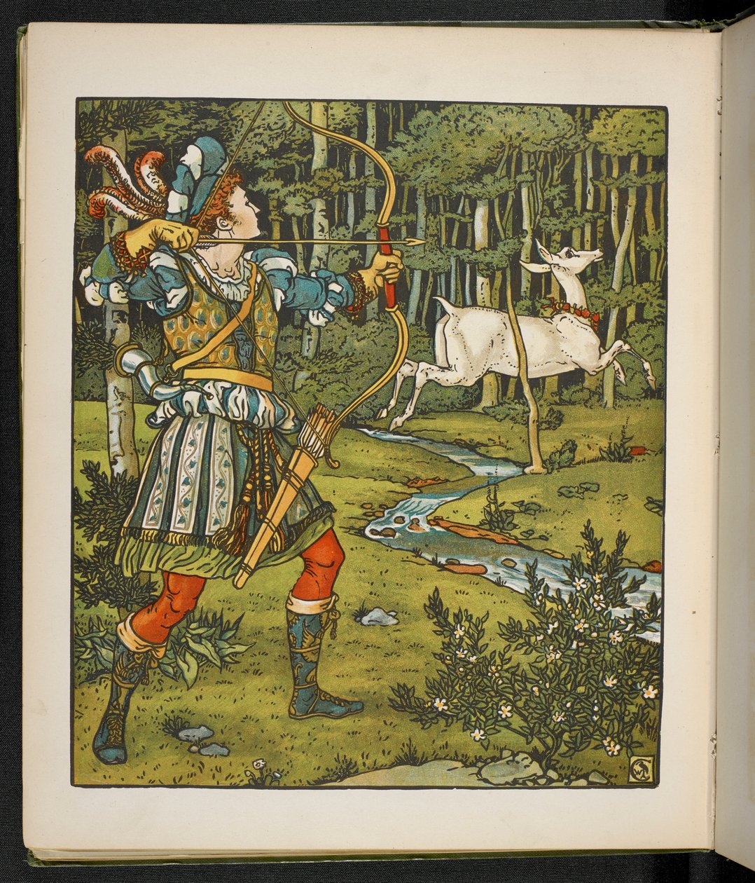 Illustrazione per la storia, la cerva nel bosco da Walter Crane