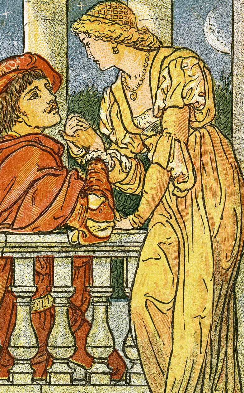 Now, Oh, Now, I Needs Must Part, illustrazione della canzone da Pan-Pipes, A Book of Old Songs, Newly Arranged and with Accompaniments by Theo. Marzials, pubblicato a Londra da George Routledge & Sons, 1884 da Walter Crane