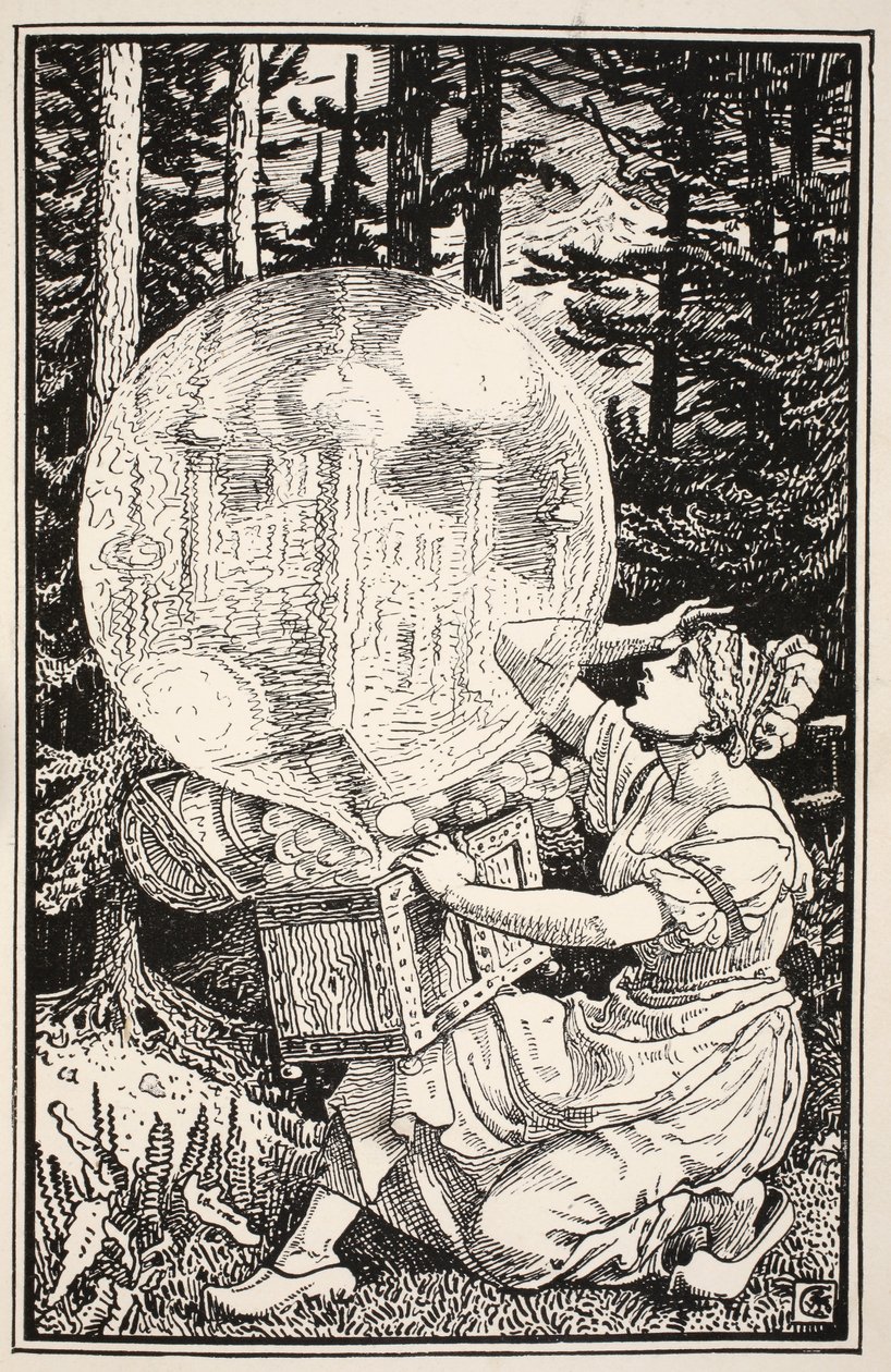 Uscì una cupola di vetro come una bolla di sapone, che si alzava in aria, illustrazione da 