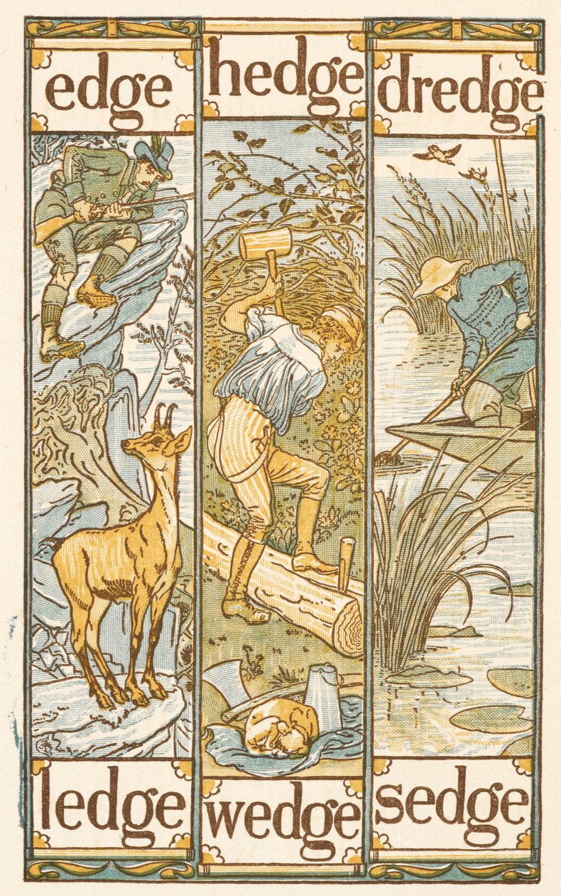 Parole in rima che finiscono con la lettera E. The Golden Primer da Walter Crane